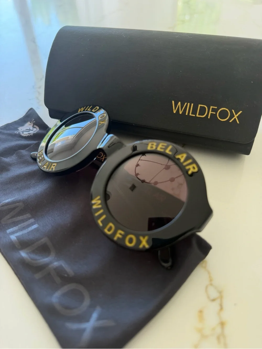 Wildfox Black and Gold Bel Air Round Sunglasses